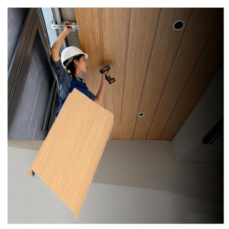 Carreaux de plafond à longue bande en grain de bois, système de grille de plafond acoustique en alliage d'aluminium, longueur personnalisable pour home cinéma, bureau, sous-sol