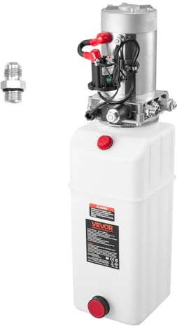VEVOR 8-delad 12 V DC enkel effekt hydraulisk pump, 3,4 l/min flödesdumpningspump, maximalt avlastningstryck på 22 MPa, för fordonslyft, saxlyft
