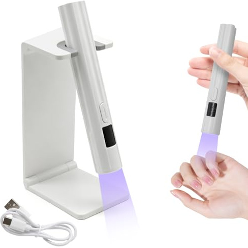Lethra Lámpara UV para Uñas de Gel con Soporte, Mini Lámpara LED Recargable con 2 Modos de Temporizador, Secador de Uñas Portátil para Secado Rápido