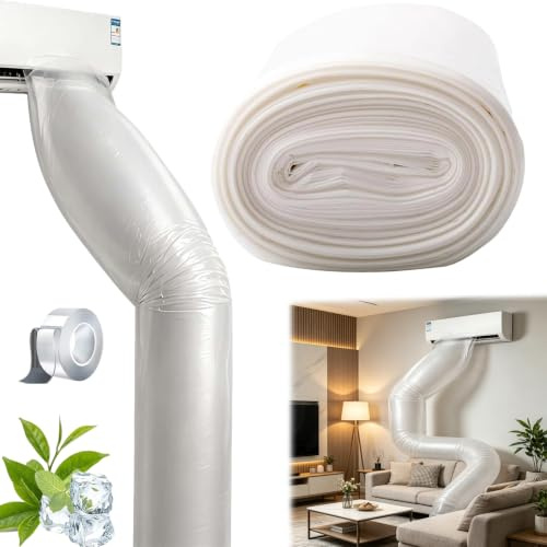 Tubo Guida Condizionatore Tagliabile, tubo flessibile da 30 m, canale a tenuta stagna, tagliabile su misura – Ideale per studi e camere da letto (8M)