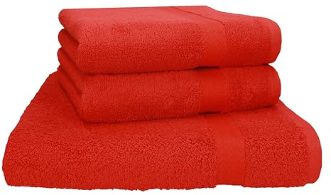 Betz 3-TLG. Strandhandduk bastuhandduk badhandduk handduk premium frotté set 1 trasa 70 x 200 cm 2 handdukar 50 x 100 cm färg röd