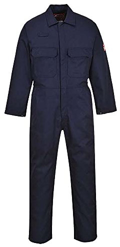 Portwest BIZ1 Mens Heat Flame Resistant Welding Overalls Bizweld FR Protective Boiler Suit Work Coveralls Durable Workwear Mechanics Warehouse Garages Navy, 4XL