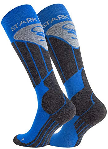 STARK SOUL Damen & Herren Skisocken, Funktionssocken, Snowboard- Skistrümpfe mit Spezialpolsterung, blau, Gr. 39-42