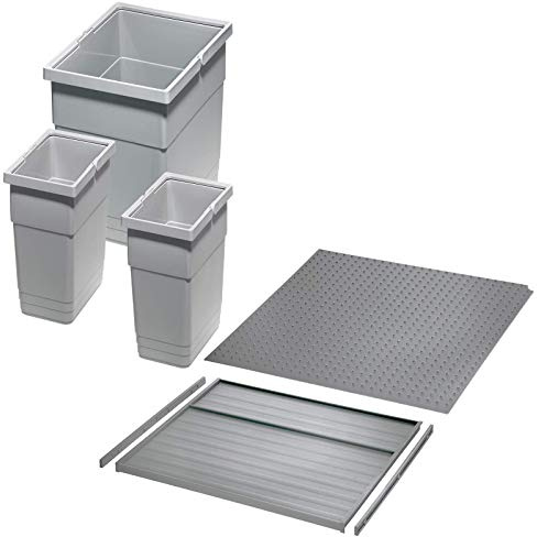 Sistema de separación de residuos Ninka eins2vier KB 450 mm, grosor lateral 16 mm, altura 275 mm, 2 x 6 L, 1 x 13,5 L, para caja de arena Tandembox