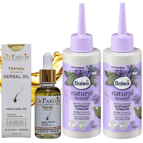 DrParixir Anti-Haarausfall Serum (30ml) + 2x Balea Kopfhaut Tonikum Natural Beauty (150mlx2) – Stärkt Haarwurzeln & Fördert Haarwachstum für Gesundes, Volleres Haar!