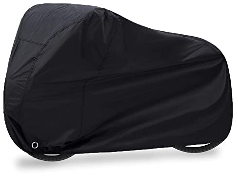 LONGLUOSI Bike Cover Waterproof Outdoor Bicycle Cover Thick Black. 29 Inch Windproof UV Snow Rustproof 190T with Lock Hole Storage Bag for Mountain Road Bike City Bike Beach Cruiser Bike
