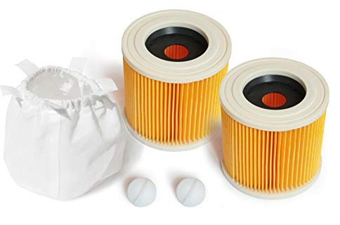 MI:KA:FI 2x Patronenfilter mit 1x Filterschutz | für Kärcher Mehrzwecksauger + Nass-/Trockensauger + Waschsauger | WD2 + WD3 + WD3.200 + WD3.300 M + WD3.500 P + SE 4001 + SE 4002 | wie 6.414-552.0