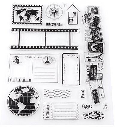 Transparente Silikonstempel, Erdkarte, Reisethema, Muster, Gummidichtung, Poststempel für Bullet Journals, Kartenherstellung, Dekoration, Scrapbooking, Scrapping und Tagebücher