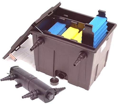 D&L - Filtro esterno per laghetto, filtro dell'acqua, filtro UVC, pompa per laghetto AWZ ECO 12000l + filtro luce UVC da 24 Watt