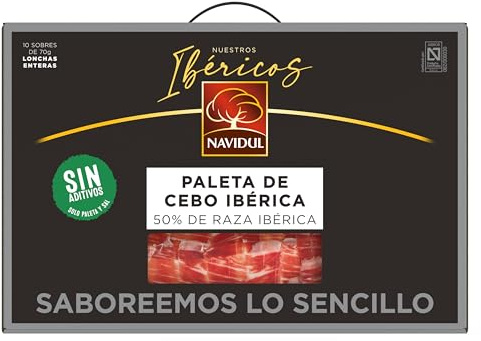 Navidul - Maletín de Paleta de Cebo Ibérica (50% raza ibérica) freshpack envasado al vacío - 10x70g, Total 700g