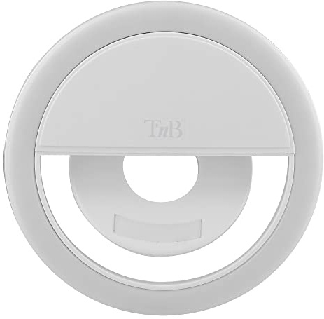 T’NB Influence Selfie Ring Light, Anneau Lumineux Rond, Compatible Tout Smartphone, Diffusion De Lumière, Différent Niveaux De Luminosité, Photo, Vidéo, Idéal pour Youtube, TikTok, Instagram– Blanc