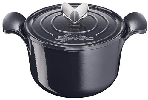 Lagostina Tradizione Cazuela de Hierro Fundido Esmaltado para Cocciones Largas Ø 18 cm, Cocotte Inducción, Gas y Horno hasta 220 °C, Olla para Guisar y Cocinar a Fuego Lento con Tapa de Condensación