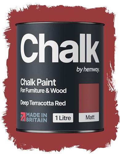 Hemway Chalk Paint Deep Terracotta Red 1L, Matt Finish Shabby Chic | Furniture Paint, Chalk Furniture & Walls, Quick Dry & 1 Coat