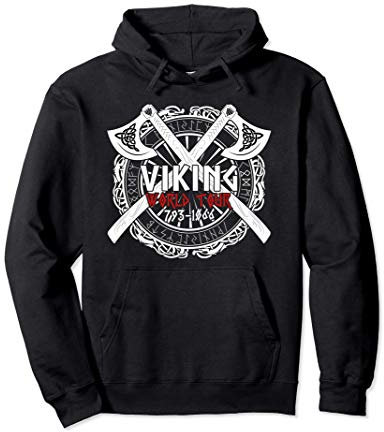 Viking World Tour with Backprint Viking Axe Hatchet Raid Pullover Hoodie