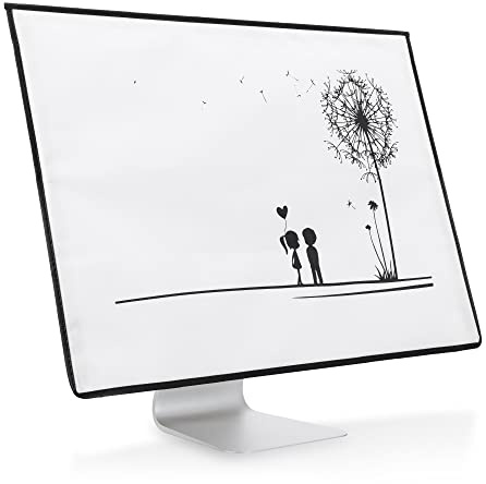 kwmobile Custodia 4in1 Compatibile con Apple iMac 24 - Fodero Monitor,Tastiera, Mouse e Cavi - Amore Nero/Bianco