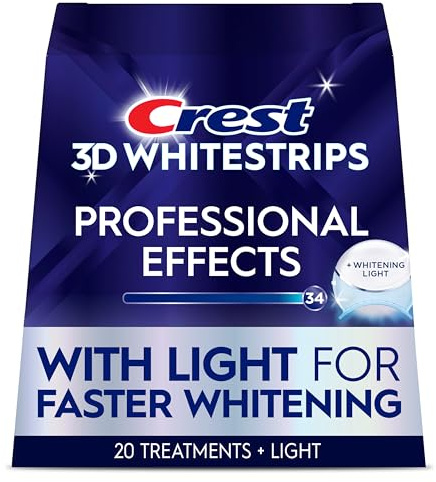 Crest 3D Whitestrips Professional Effects + LED Light – Teeth Whitening Kit, 1 Light + 20 Treatments, Each with 1 Upper/1Lower, 40 Strips – Crest 3DWhite Teeth Whitening Strips