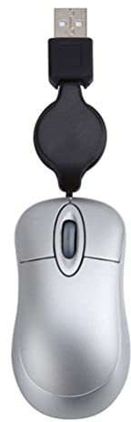 Mini Mouse Ottico Retrattile Portatile USB Con Cavo Ergonomico per Ufficio e Casa, Computer, PC, Laptop (Grey)