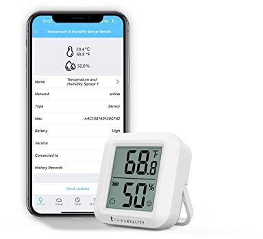 THIRDREALITY Zigbee Temperatur- und Feuchtigkeitssensor mit Digitalem LCD-Display, ZigBee Hub Erforderlich, App-Aufzeichnungen, Fernüberwachung und Smart Home Automation, AAA-Batterien Enthalten