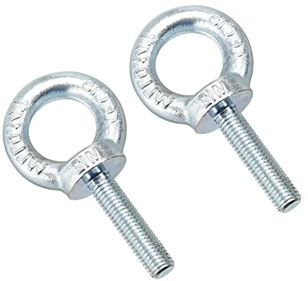 QUARKZMAN 2 Stück M12 x 50mm Ringschraube Silberton | 304 Kohlenstoffstahl Verzinkt Gewinde für Schaukelhängematte und Maschinen