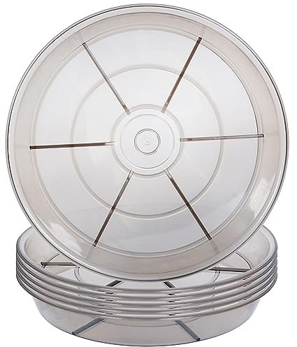 Afrine Pflanzen-Untersetzer, Tropfschale, 43,2 cm, groß, schwer, stabiler Kunststoff, Blumentopf-Untersetzer für drinnen und draußen, Garten, Wassertropfschalen für Töpfe (43,2 cm, 2 Stück, grau)