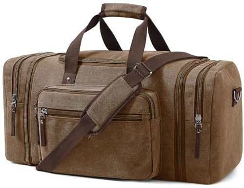 EKOROMIER 55L Borsa da Viaggio in Tela per Uomo – Borsone Weekend Espandibile – Bagaglio a Mano per Palestra, Viaggi Brevi e Voli