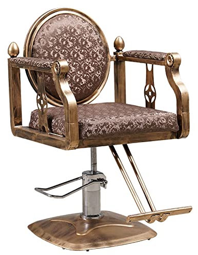 Haarschneide-Salonstuhl, einfacher Retro-Eisen-Friseurstuhl, spezieller Haarschneidestuhl für Friseursalon, verstellbar (braun)