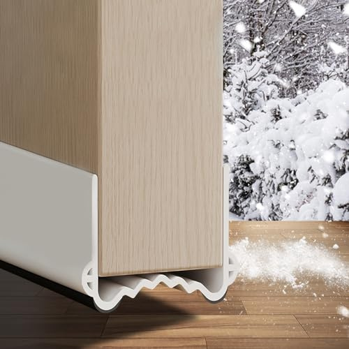 MININUSI Tür Zugluftstopper, 100 cm Weiß Türdichtung Zugluftstopper, für kaltes Wetter Zugluftstopper Haustür, Kann zugeschnitten werden Tür Zugluftstopper Haustür mit Aufkleber Türluftstopper Haustür