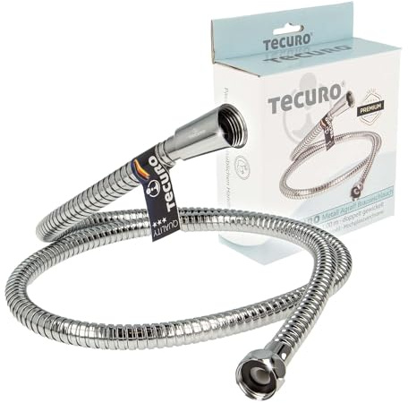 tecuro Metallo Agraff - Tubo flessibile per doccia, 1,00 m, doppio avvolto, cromato lucido