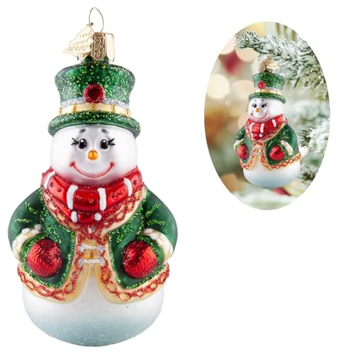 HZYC Snowman Christmas Tree Ornaments,Hand-Blown Glass Ornaments for Christmas Tree,Top Hat Collection Figurine Hanging Ornament,Christmas Decorations for Snowman Lovers Holiday Party Gifts