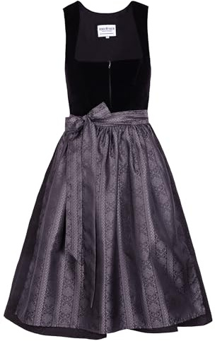Edelnice Traditionellt mode, midi, Dirndl Evi sammet, svart, stl. 32–54, svart, 46 SE