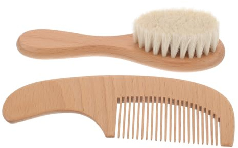 VICASKY Brosse à Cheveux pour Bébé en Bois Léger Poils Doux, Set de Soin Confortable pour Cuir Chevelu, pour Bébés et Baby Showers