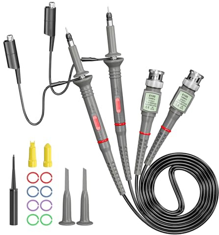 Cleqee Universal P6100 Oszilloskop Tastköpfe 100MHz | Mit Zubehör Kit, 1X 10X, 2 Stück