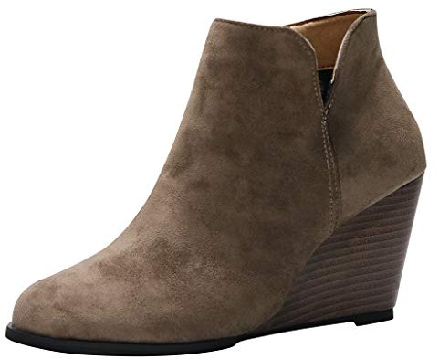 Stivali Scarpe Donna Invernali - Stivaletti Platform Scarponcini Leggere Comode Stivali con Tacco a Zeppa Slip On Scarpe Stivaletti Donna Motociclista Bassi per Donna Casa Interno Esterno
