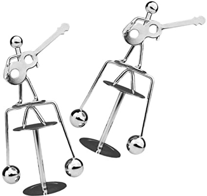 VICASKY Balance Spielzeug Gitarre und Skulptur aus Metall, Silber | Schlichte Dekoration für Schreibtisch, Robustes, Rostfrei, 2 Stück, Frisch und Modern