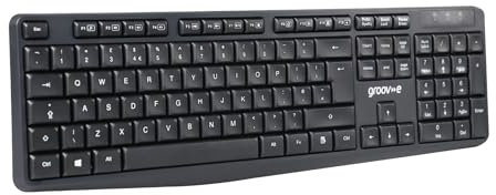 groov e Wireless Full-Size Keyboard - Computer Accessories for Laptops and PCs, Ergonomic Design, Silent Keys, 2.4G Wireless Connection, Qwerty Keyboard - Black