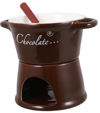 PRETYZOOM Mini Olla para Fondue De Cerámica Marrón t Calentador para Derretir Chocolate, Mantequilla y Queso, Taza para Fondue Pequeña Adecuado para Postres, Cenas Románticas y Reuniones Familiares