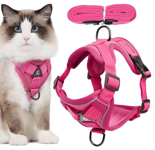 Verstellbares Katzengeschirr Ausbruchsicher, Verstellbar Katzengeschirr Mit Leine Ausbruchsicher Und Reflektierend Streifen Katze Brustgeschirr Für Katzen Kitten Hunde Welpen, S/M/L/XL
