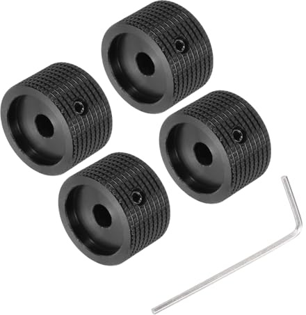 QUARKZMAN 4 Stück Gitarrenknöpfe Metall, Audio-Knopf Drehknopf 6x25x15.5mm Potentiometer Knöpfe mit Madenschraube für E-Gitarre Bass, Schwarz