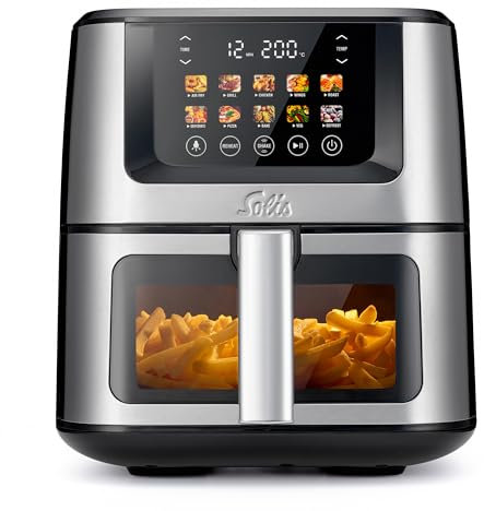 Solis Air Fry & Dry Heißluftfritteuse – Gesunder Genuss mit 80% weniger Fett, 7,5 L XXL-Volumen, 10 Programme & 3D-Luftzirkulation für knusprige Ergebnisse, 100% PFAS-frei
