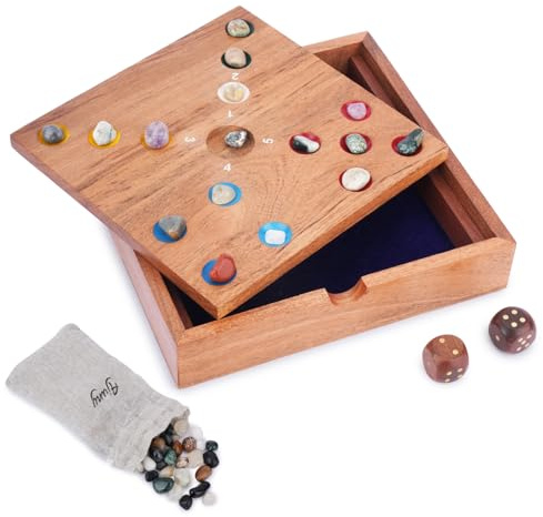 Ajuny Big Hole Würfel-Brettspiel mit Edelsteinen – Lustiges Familienspiel, Holz-Würfelspiel für Kinder & Erwachsene, Unterhaltung für drinnen & draußen Geschenkidee