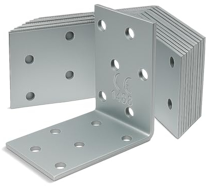 ERKO Winkelverbinder Metallwinkel Stahl verzinkt, 10 Stück, 60x60x40x2mm | Universalwinkel, ideal als Eckverbinder für Holzkonstruktionen