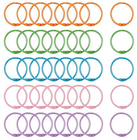 40 PCS Binder Rings – 30 mm/1.2 inch Metal Steel Loose Book Rings in 5 Colors for Flashcards, Loose Leaf, Index Cards, Notebooks & Keychains – Multi-Purpose Paper Rings for School & Office