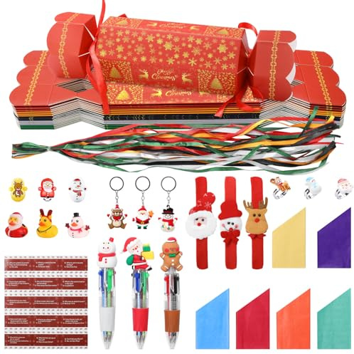 Joyesplay Christmas Crackers Knallbonbon Weihnachten Weihnachtsknallbonbons Weihnachtsessen Brettspiele Geschenkbox Weihnachten Party Tischdeko(Rot 1)