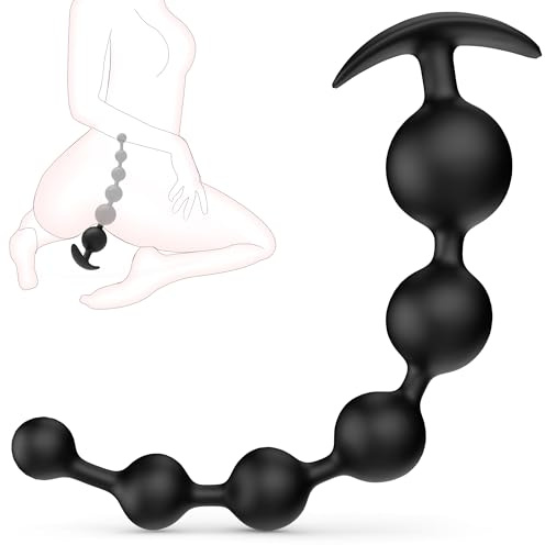 Large Anal Beads Anal Sex Toy - 6 Gradient Size for Depth Anal Training, 2 Max Diameter & 12.8 Long, Flexible Silicone Butt Plug & Prostate Massager Sex Toy for Men, Couples