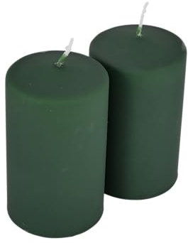 Stumpenkerzen 2er-Pack in Samt-Optik - Safe Candle - Tropffrei & Selbstlöschend - Langlebige Deko für Advent, Weihnachten & Winter (Jägergrün, ⌀ 6 cm und 10 cm Höhe)