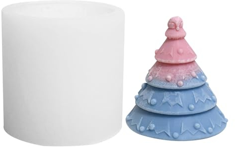 Penlimly Molde para velas de árbol de Navidad, moldes de jabón de silicona para árbol de Navidad, moldes de cemento, suministros de manualidades para fiestas, bodas, cenas, centros de mesa, decoración