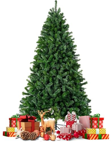 Newfulam 180 cm Künstlicher Weihnachtsbaum mit 1000 grünen Spitzen, Nordmanntanne, PVC Tannenbaum, Naturgetreu Tannenbaum, Klapp-Schirmsystem