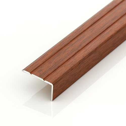 Metalltrappkantsprofil för vinylgolv, 99,1–101,6 cm, halkfri trappkantlist, trappkantprofil/laminatgolvkantsprofil, kakelövergångslist med träådringsoptik, trappsteg