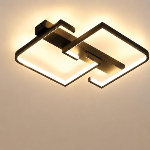 CBJKTX Deckenlampe Wohnzimmer LED Deckenleuchte 30cm Küchenlampe Schwarz | Wandleuchte innen 3000K Warmweiß 19W Wohnzimmerlampe Decke Modern Design Deckenbeleuchtung für Küche Schlafzimmer Flur Büro