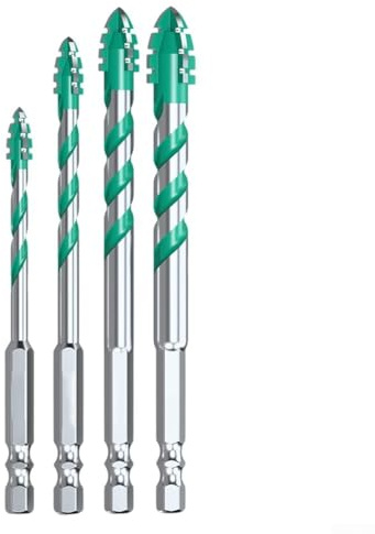 Lot de 4 forets efficaces en carbure de tungstène de 150 mm pour verre, bois, métal et carrelage, tailles 6 mm à 12 mm disponibles